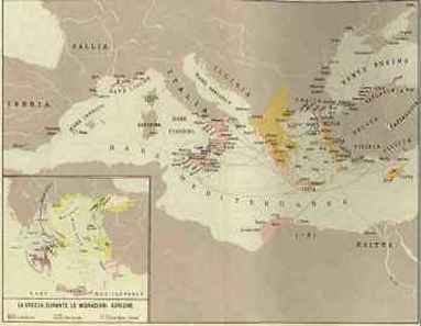 Carta della diffusione delle colonie greche