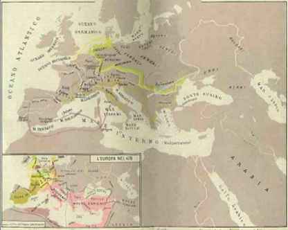 Carta dell'Europa nella seconda metà del 400 d.C.