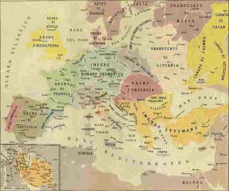 Carta dell'Europa verso la fine del 1400