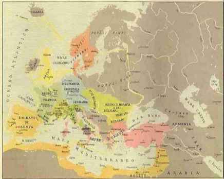 Carta dell'Europa intorno all'8oo d.C.