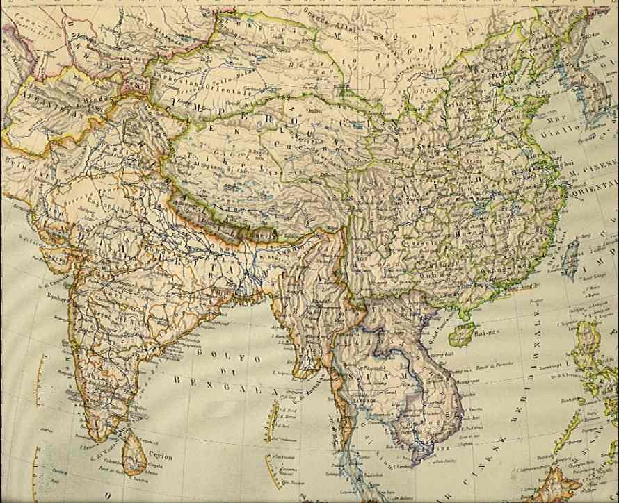 Carta dell'India britannica e dell'Impero cinese